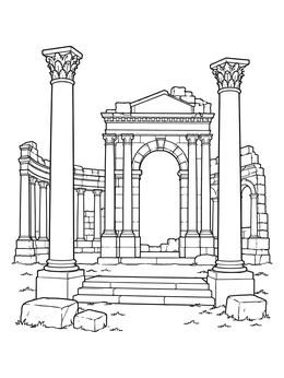 Free printable Ancient Roman Ruins Of Leptis Magna coloring page