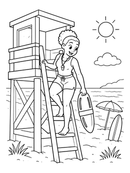 Free printable Lifeguard Stepping Down Tower Ladder coloring page