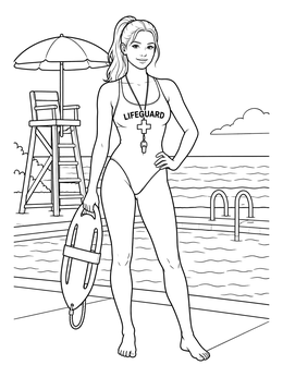 Free printable Lifeguard On Duty By The Pool coloring page