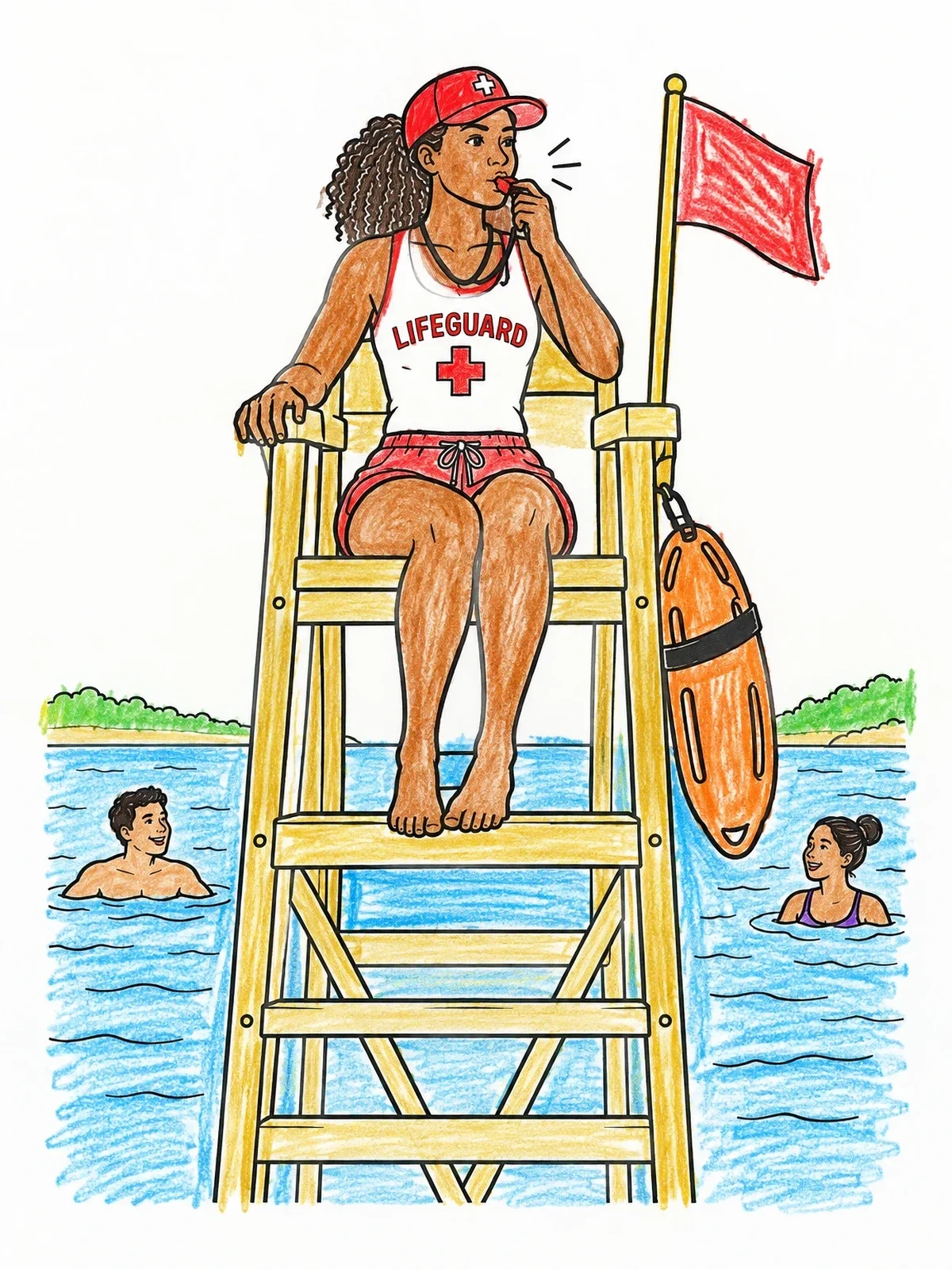 Colored example of the Lifeguard On High Tower Chair coloring page