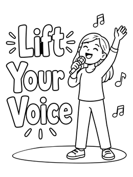 Free printable Lift Your Voice Worship Singer coloring page
