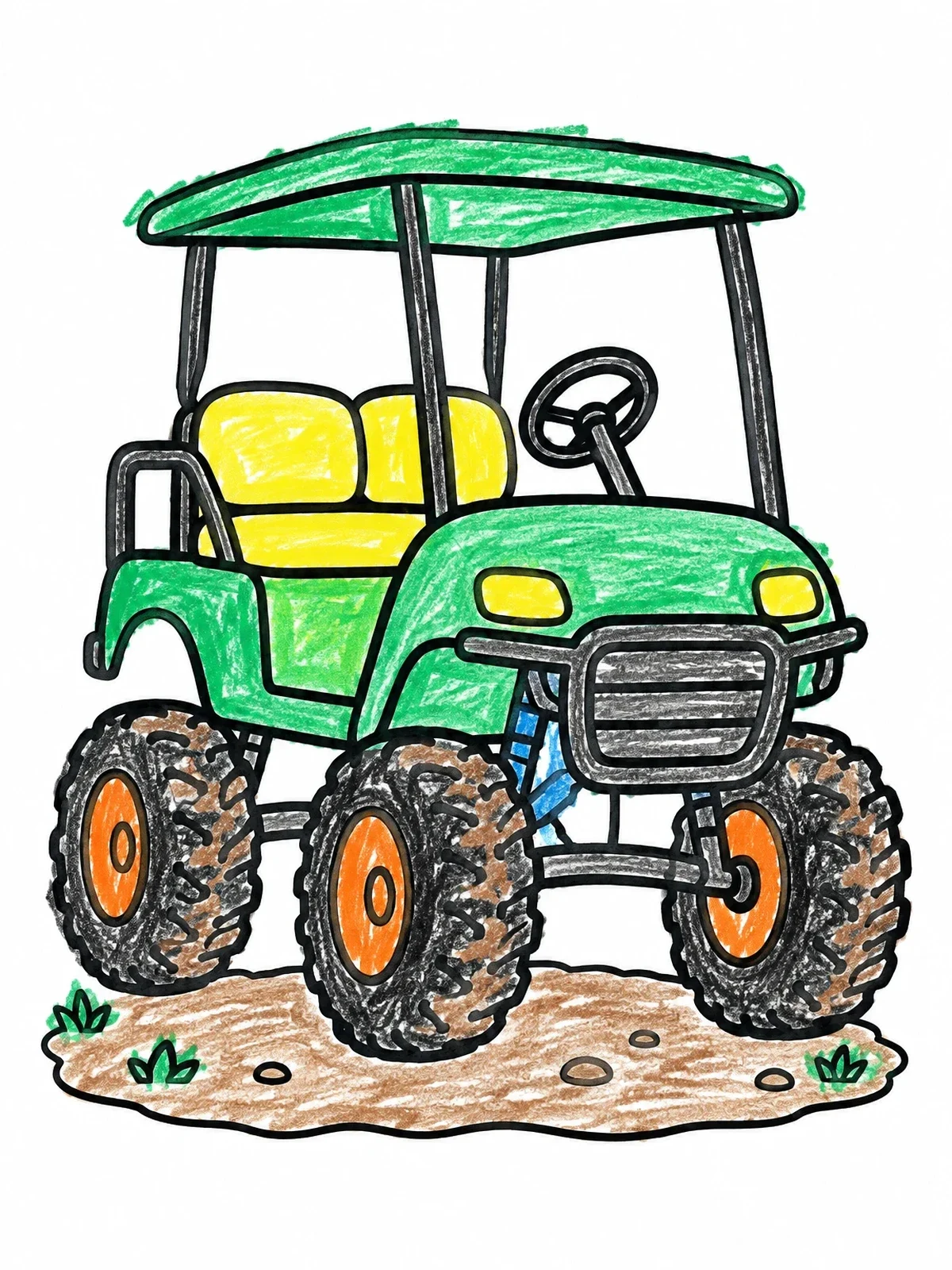 Colored example of the Lifted Off Road Golf Cart coloring page