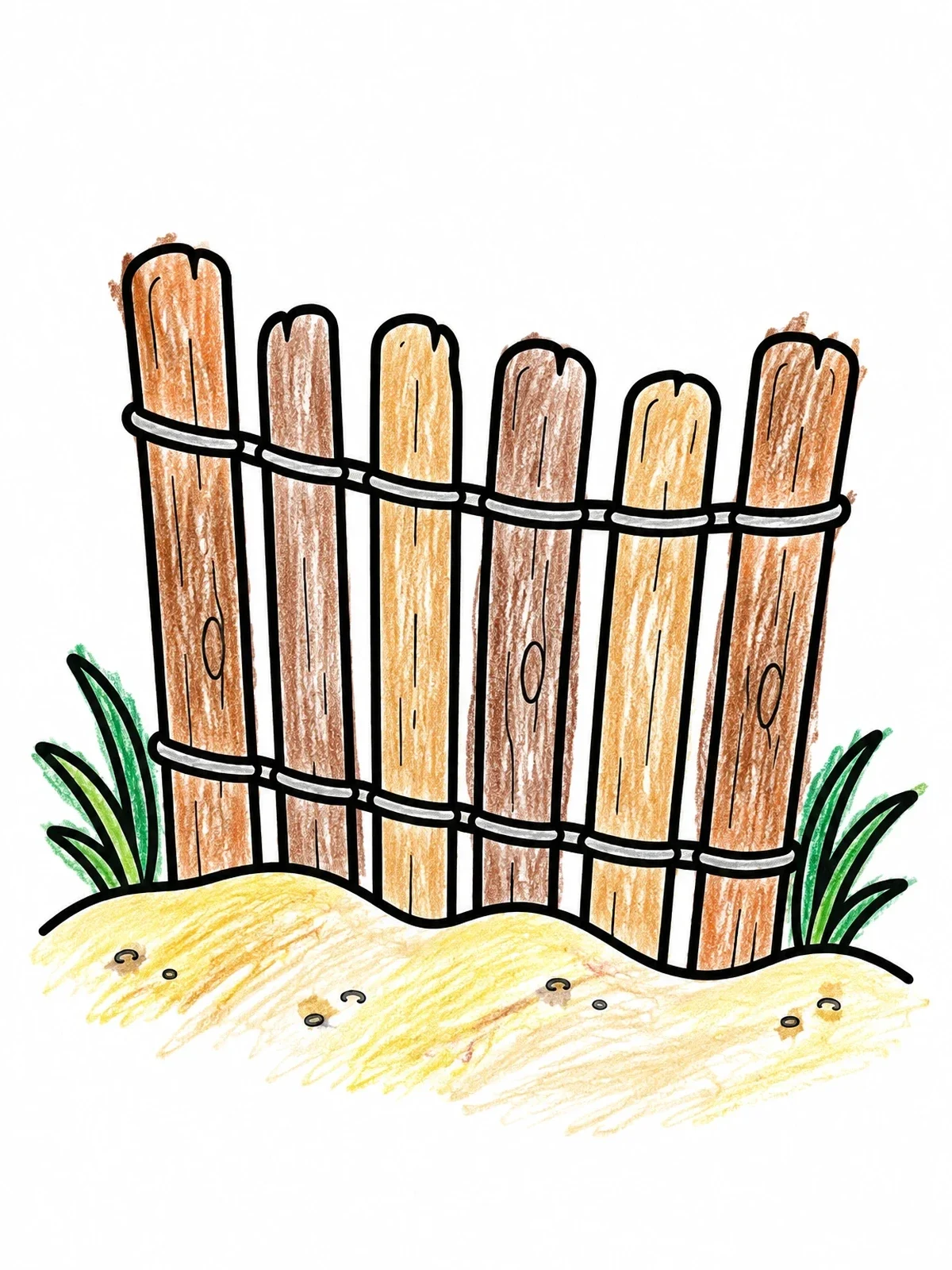Colored example of the Wooden Sand Dune Beach Fence coloring page