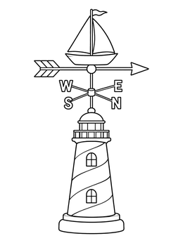 Free printable Lighthouse Weathervane With Sailboat coloring page