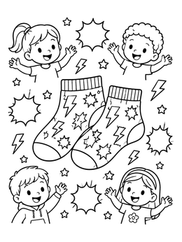 Free printable Lightning Bolt Socks And Happy Kids coloring page