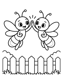 Free printable Cheerful Fireflies High Five coloring page