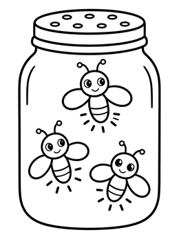 Free printable Cute Fireflies In A Jar coloring page
