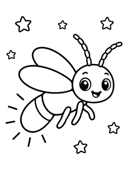 Free printable Cute Firefly Among The Stars coloring page