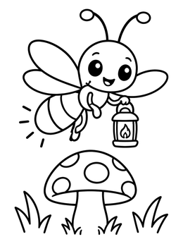 Free printable Cute Firefly Holding A Lantern coloring page