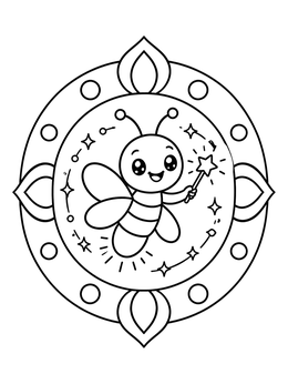 Free printable Cute Firefly With Magic Wand Mandala coloring page