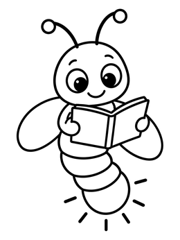 Free printable Cute Firefly Reading A Book coloring page