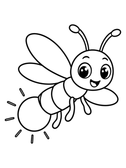 Free printable Happy Flying Firefly With Glowing Tail coloring page
