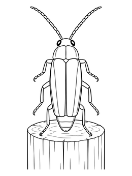 A detailed lightning bugs coloring page featuring a firefly on a post.