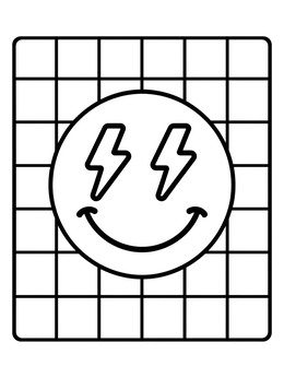 Free printable Lightning Eye Smiley On Grid coloring page