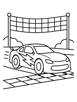 Free printable Lightning Race Car Finish Line coloring page