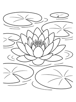 Free printable Serene Water Lily On Pond coloring page