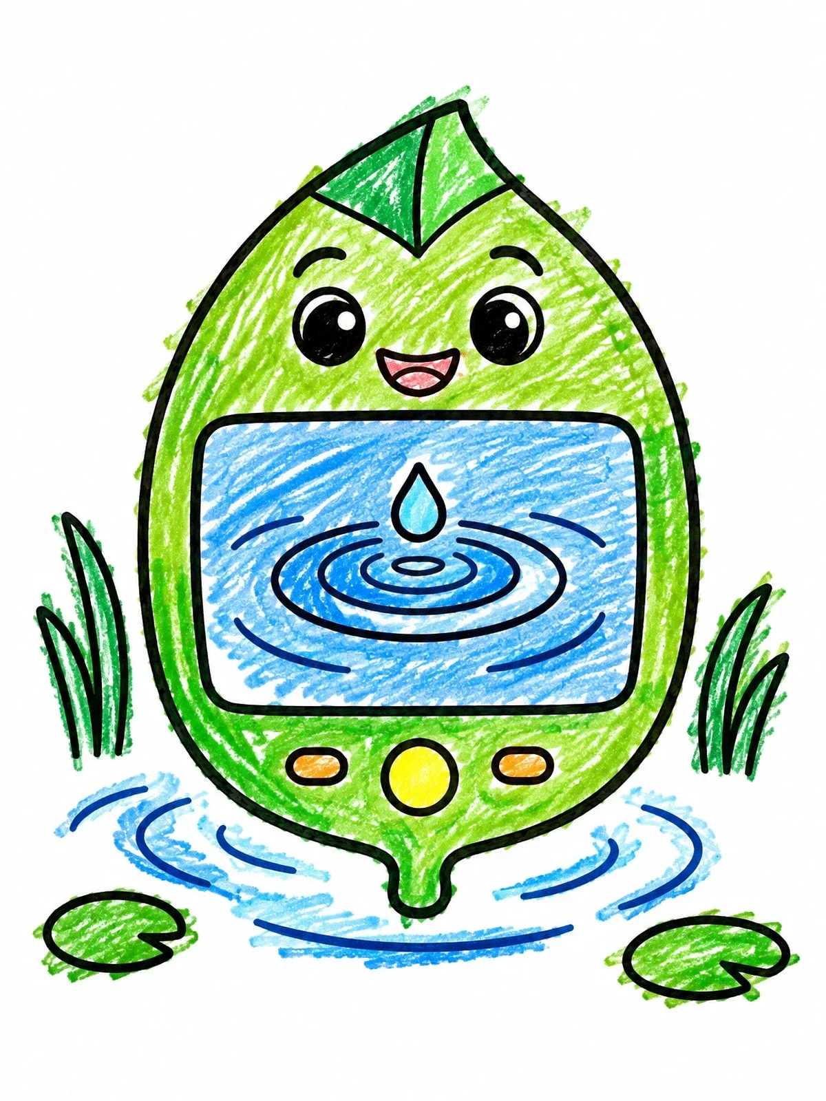 Colored example of the Cute Digital Leaf Pond Screen coloring page