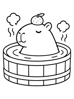 Free printable Relaxing Capybara In Hot Spring coloring page