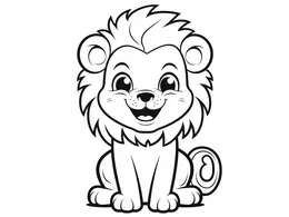 Happy Little Lion Cub Sitting Down