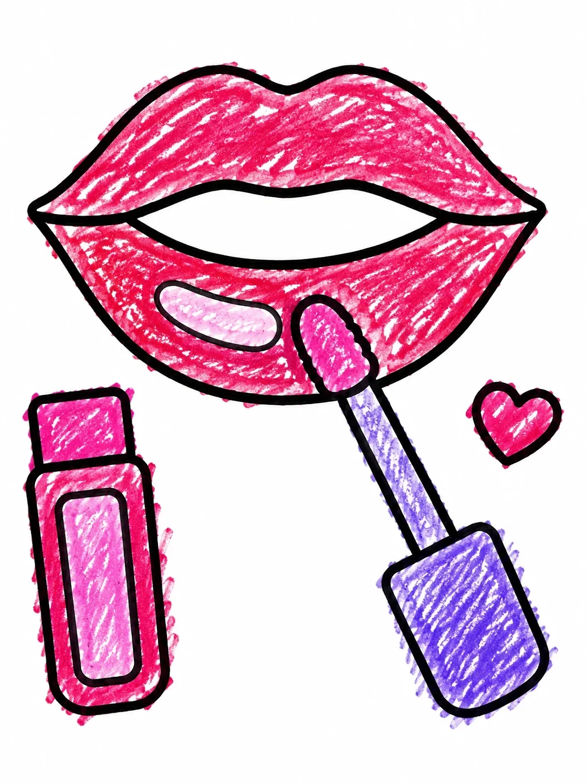 Colored example of the Applying Glossy Lip Gloss coloring page
