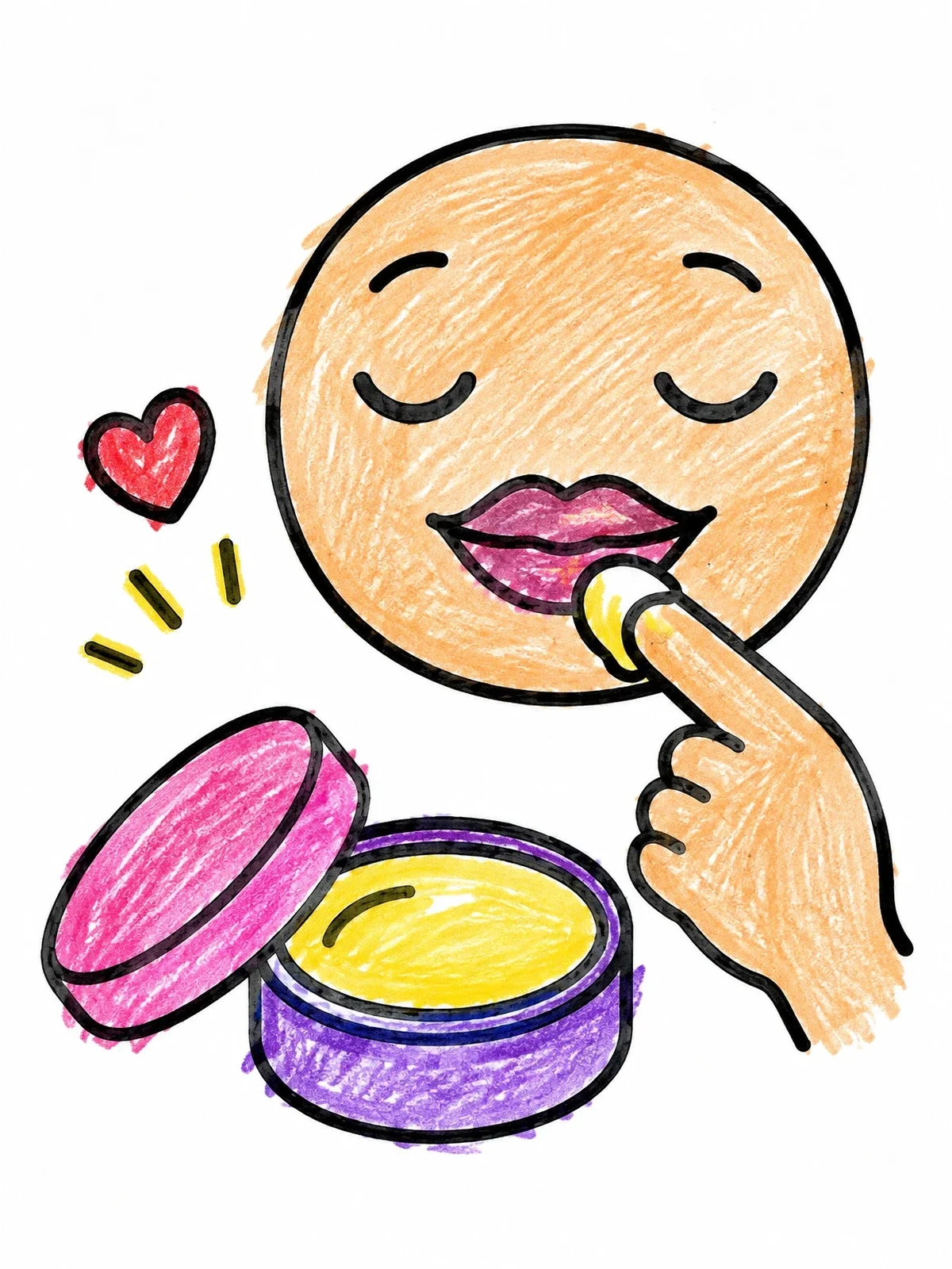 Colored example of the Applying Lip Balm From A Tin coloring page