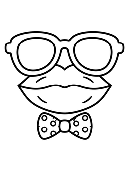 Free printable Lips With Glasses And Bowtie coloring page