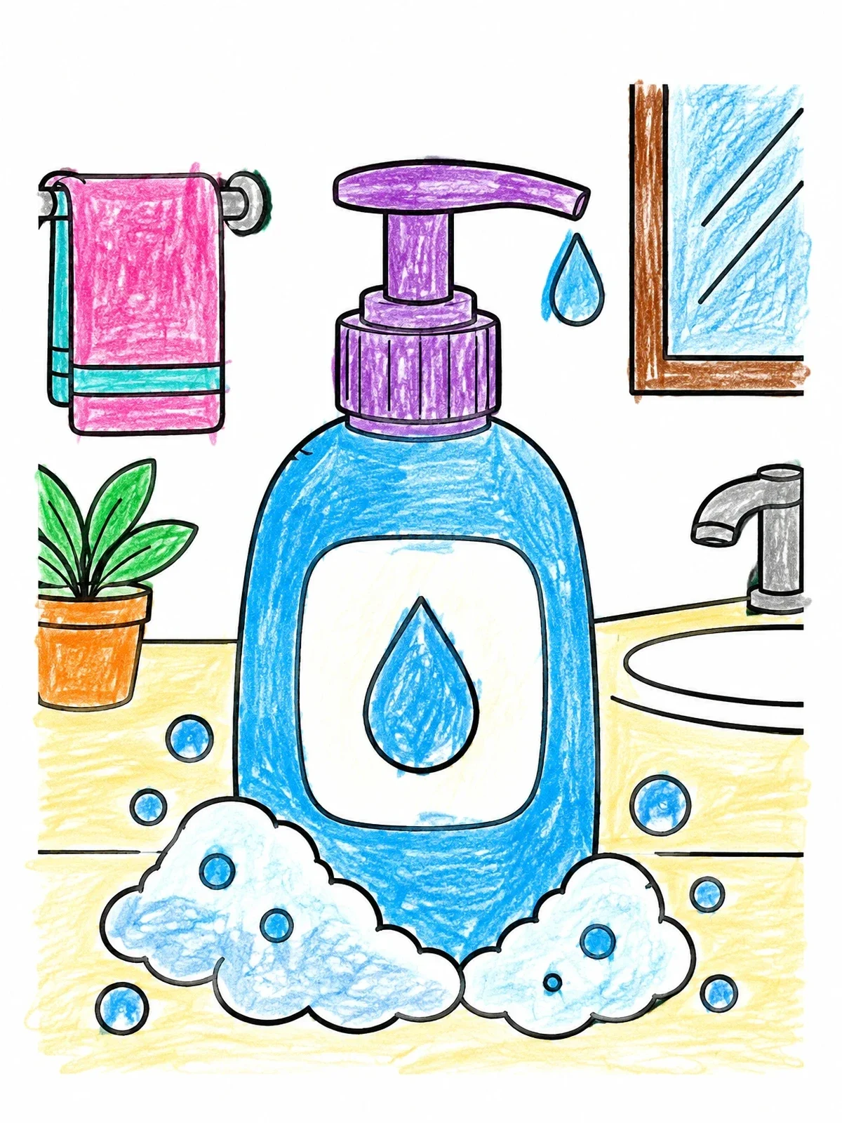 Colored example of the Liquid Soap Dispenser By The Sink coloring page