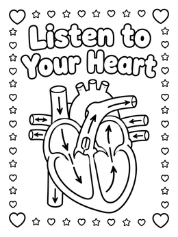 Free printable Listen To Your Heart Anatomy Diagram coloring page