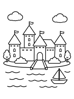Free printable Trakai Island Castle By The Lake coloring page
