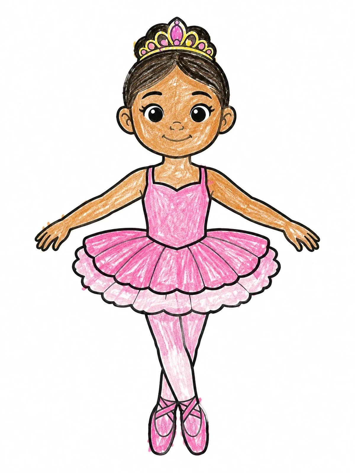 Colored example of the Little Ballerina With Tiara coloring page