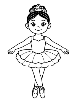 Free printable Little Ballerina With Tiara coloring page