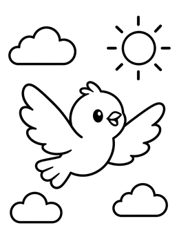 Free printable Little Bird Soaring In The Sky coloring page