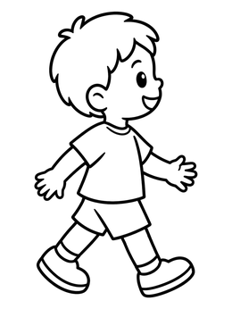 Free printable Cheerful Boy Walking Forward coloring page