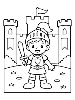 Free printable Little Knight At The Castle coloring page