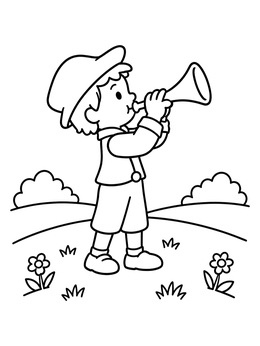 Free printable Little Boy Playing The Horn coloring page