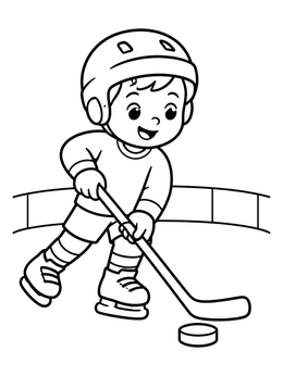 Free printable Little Boy Playing Ice Hockey coloring page
