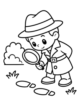 Free printable Little Detective Tracking Footprints coloring page