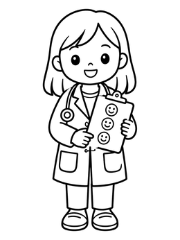 Free printable Little Girl Doctor With Clipboard coloring page