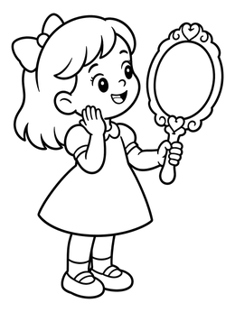 Free printable Little Girl With Hand Mirror coloring page