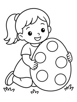 Free printable Little Girl With Giant Easter Egg coloring page