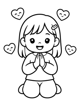 Free printable Little Girl Kneeling In Prayer coloring page