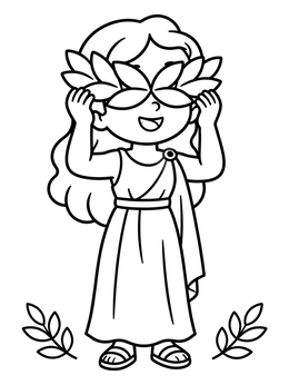 Free printable Little Goddess With Laurel Wreath coloring page