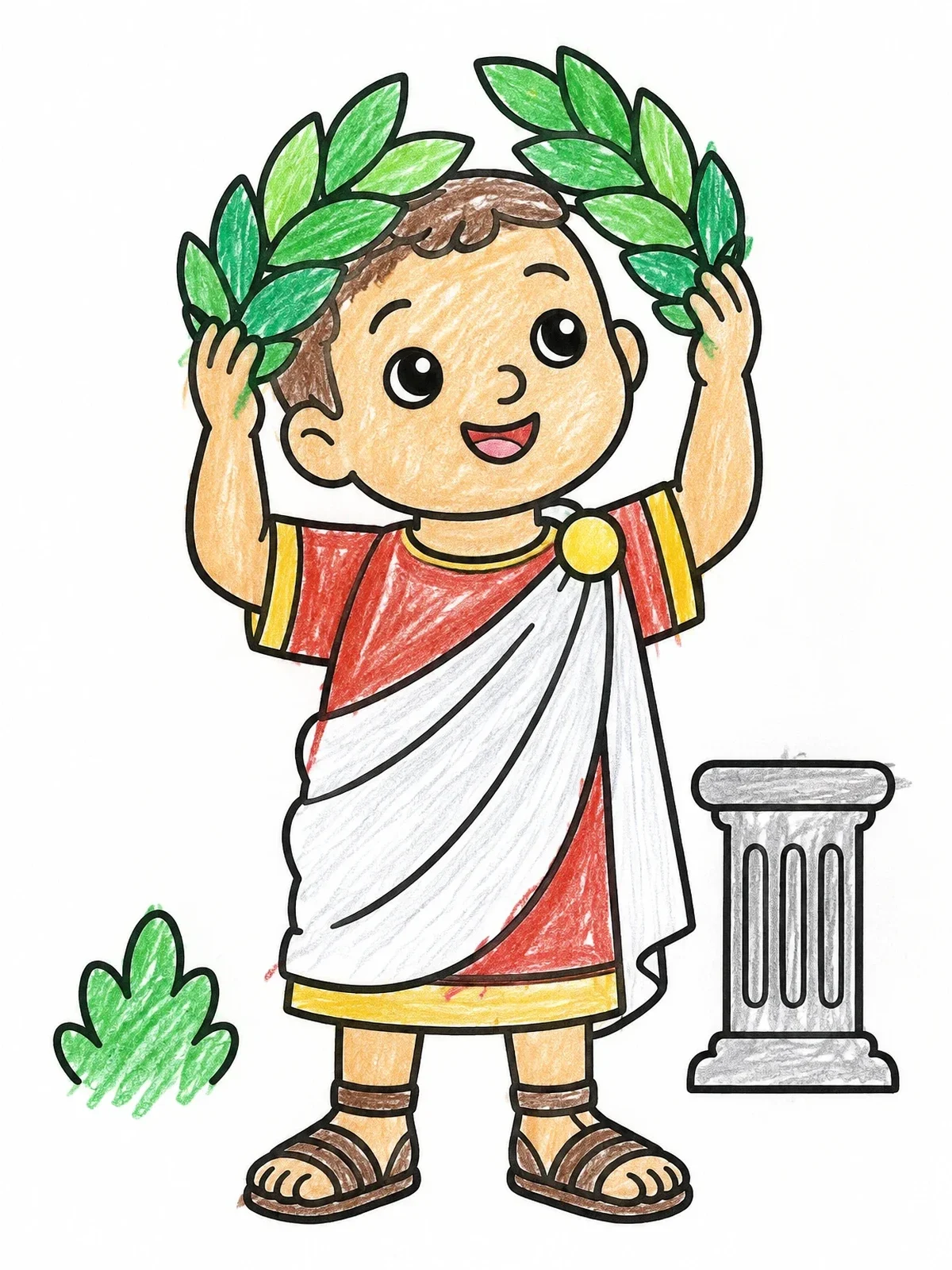Colored example of the Little Julius Caesar With Laurel Wreath coloring page