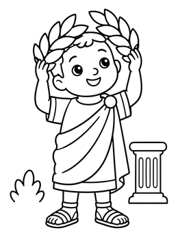Free printable Little Julius Caesar With Laurel Wreath coloring page