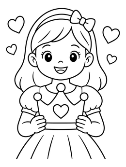 Free printable Little Princess Holding A Crown coloring page