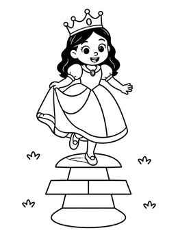 Free printable Little Queen Playing Hopscotch coloring page