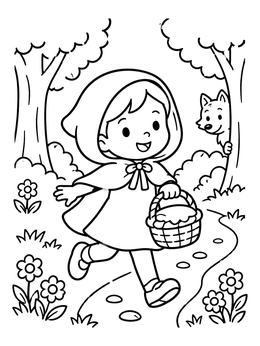 Free printable Little Red Riding Hood In The Woods coloring page