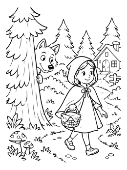 Free printable Little Red Riding Hood And Forest Wolf coloring page