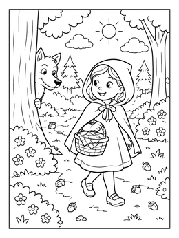 Free printable Little Red Riding Hood In The Forest coloring page