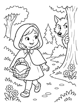 Free printable Little Red Riding Hood In The Forest coloring page